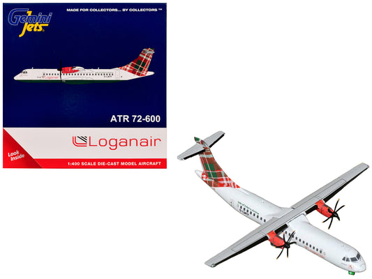 ATR 72-600 Commercial Aircraft "Loganair - Isle of Man's Airline" (G-LMTE) White with Red and Green Plaid Tail 1/400 Diecast Model by GeminiJets <h2>ATR GeminiJets</h2> <p>High-quality car perfect for