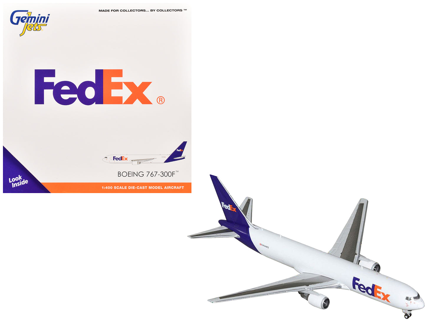 Boeing 767-300F Commercial Aircraft "FedEx (Federal Express)" (N144FE) White with Purple Tail 1/400 Diecast Model Airplane by GeminiJets <h2>Boeing GeminiJets</h2> <p>High-quality car perfect for coll