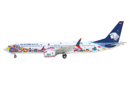 Boeing 737 MAX 9 Commercial Aircraft "Aeromexico - Kukulcan" (XA-GQS) White with Graphics and Blue Tail 1/400 Diecast Model by GeminiJets <h2>Boeing GeminiJets</h2> <p>High-quality car perfect for col