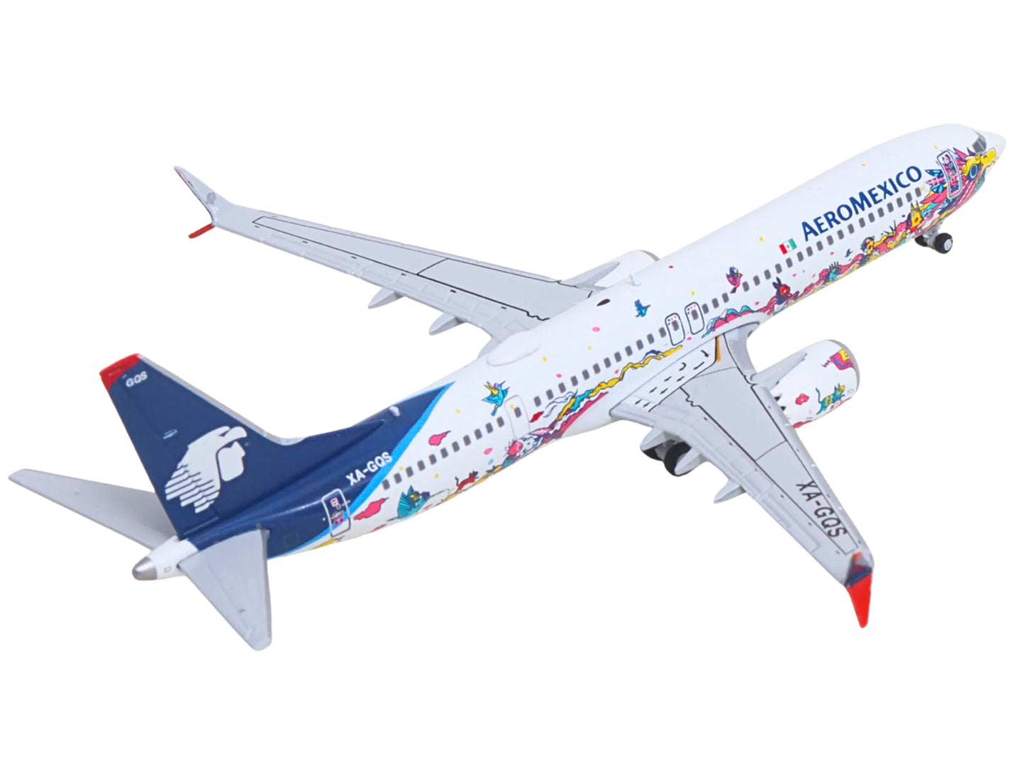 Boeing 737 MAX 9 Commercial Aircraft "Aeromexico - Kukulcan" (XA-GQS) White with Graphics and Blue Tail 1/400 Diecast Model by GeminiJets <h2>Boeing GeminiJets</h2> <p>High-quality car perfect for col