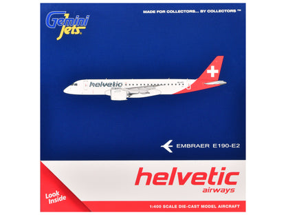 Embraer E190-E2 Commercial Aircraft "Helvetic Airways" (HB-AZC) White with Red Tail 1/400 Diecast Model Airplane by GeminiJets <h2>Embraer GeminiJets</h2> <p>High-quality car perfect for collectors an