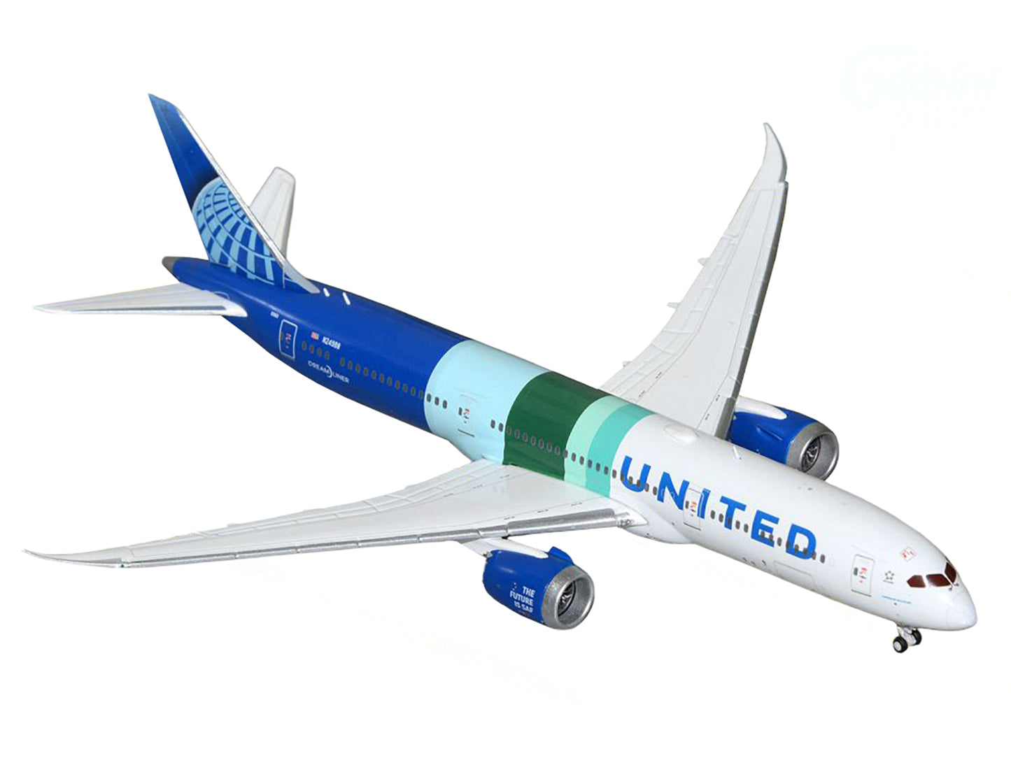 Boeing 787-9 Commercial Aircraft "United Airlines - The Future is SAF" (N24988) White and Blue with Stripes 1/400 Diecast Model Airplane by GeminiJets <h2>Boeing GeminiJets</h2> <p>High-quality car pe