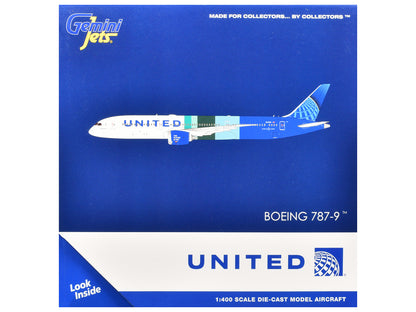 Boeing 787-9 Commercial Aircraft "United Airlines - The Future is SAF" (N24988) White and Blue with Stripes 1/400 Diecast Model Airplane by GeminiJets <h2>Boeing GeminiJets</h2> <p>High-quality car pe