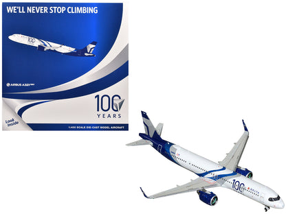 Airbus A321neo Commercial Aircraft "Delta Air Lines 100 Years" (N589DT) White and Blue with Stripes 1/400 Diecast Model Airplane by GeminiJets <h2>Airbus GeminiJets</h2> <p>High-quality car perfect fo