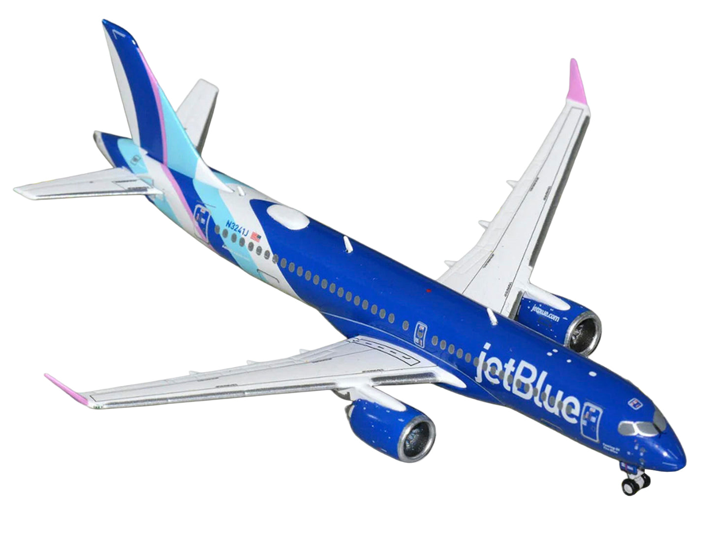 Airbus A220-300 Commercial Aircraft "JetBlue Airways" (N3241J) Blue with Striped Tail 1/400 Diecast Model by GeminiJets <h2>Airbus GeminiJets</h2> <p>High-quality car perfect for collectors and enthus