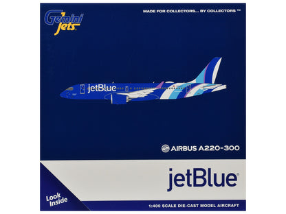 Airbus A220-300 Commercial Aircraft "JetBlue Airways" (N3241J) Blue with Striped Tail 1/400 Diecast Model by GeminiJets <h2>Airbus GeminiJets</h2> <p>High-quality car perfect for collectors and enthus