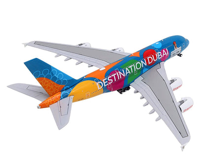 Airbus A380-800 Commercial Aircraft "Emirates Airlines - Destination Dubai" (A6-EES) Blue with Graphics 1/400 Diecast Model Airplane by GeminiJets <h2>Airbus GeminiJets</h2> <p>High-quality car perfec