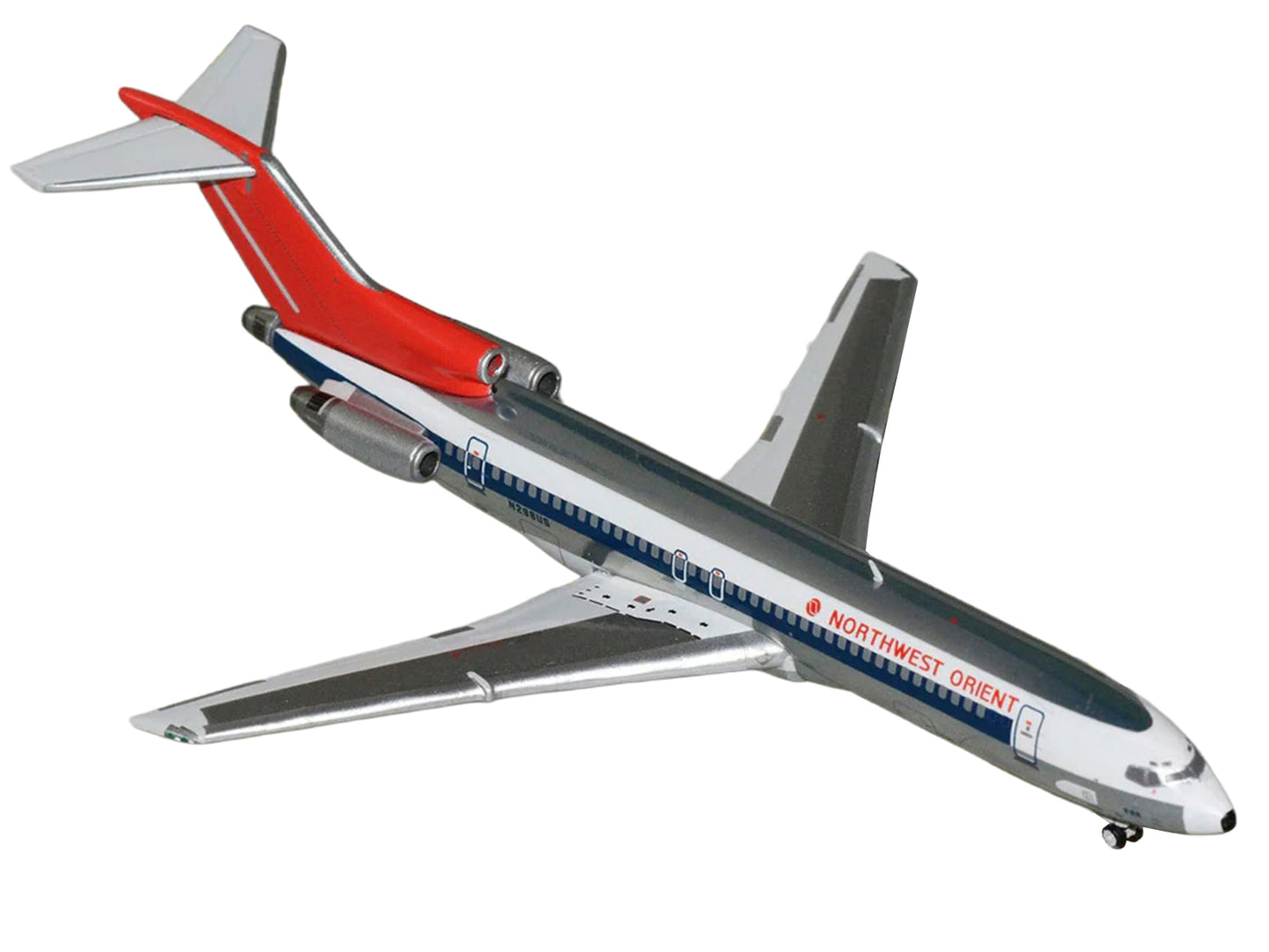 Boeing 727-200 Commercial Aircraft "Northwest Orient" (N298US) Silver with White Stripes and Red Tail 1/400 Diecast Model by GeminiJets <h2>Boeing GeminiJets</h2> <p>High-quality car perfect for colle