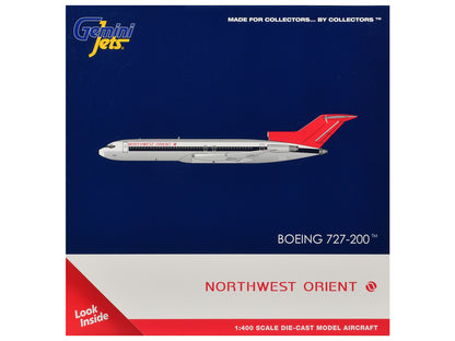 Boeing 727-200 Commercial Aircraft "Northwest Orient" (N298US) Silver with White Stripes and Red Tail 1/400 Diecast Model by GeminiJets <h2>Boeing GeminiJets</h2> <p>High-quality car perfect for colle