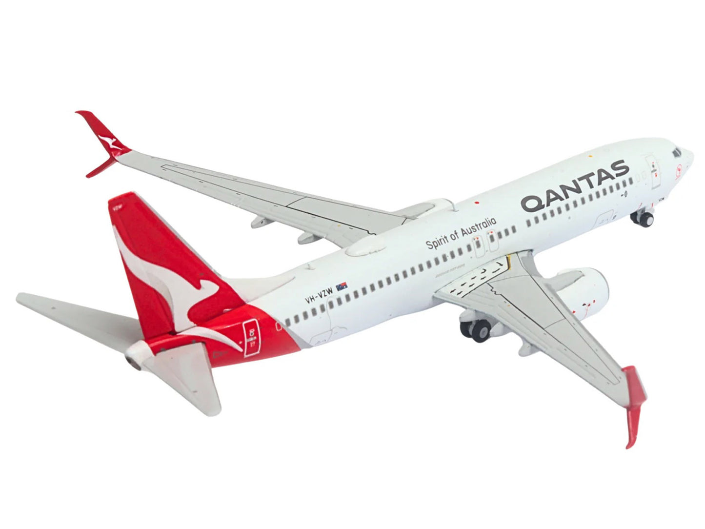 Boeing 737-800 Commercial Aircraft "Qantas Airways" (VH-VZW) White with Red Tail 1/400 Diecast Model Airplane by GeminiJets <h2>Boeing GeminiJets</h2> <p>High-quality car perfect for collectors and en