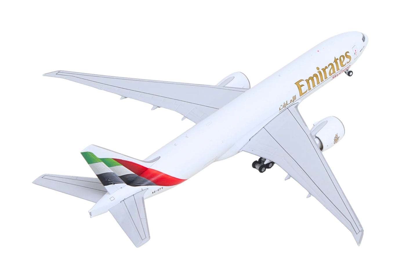 Boeing 777F Commercial Aircraft "Emirates SkyCargo" (A6-EFV) White with Striped Tail 1/400 Diecast Model by GeminiJets <h2>Boeing GeminiJets</h2> <p>High-quality car perfect for collectors and enthusi