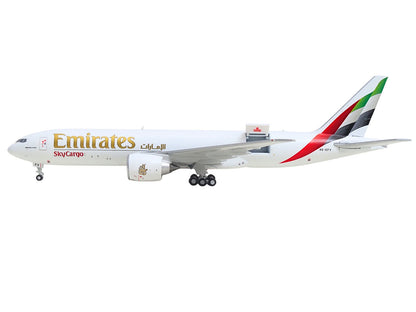 Boeing 777F Commercial Aircraft "Emirates SkyCargo" (A6-EFV) White with Striped Tail "Interactive Series" 1/400 Diecast Model by GeminiJets <h2>Boeing GeminiJets</h2> <p>High-quality car perfect for c