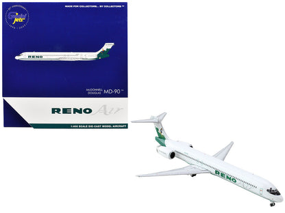 McDonnell Douglas MD-90 Commercial Aircraft "Reno Air" (N905RA) White with Green Tail 1/400 Diecast Model Airplane by GeminiJets <h2>McDonnell GeminiJets</h2> <p>High-quality car perfect for collector