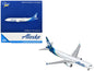 Boeing 737 MAX 9 Commercial Aircraft "Alaska Airlines" (N708AL) White with Blue Tail Graphics 1/400 Diecast Model by GeminiJets