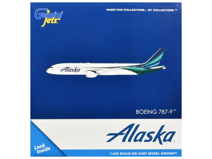 Boeing 787-9 Commercial Aircraft "Alaska Airlines" (N784HA) White with Blue and Green Tail 1/400 Diecast Model by GeminiJets