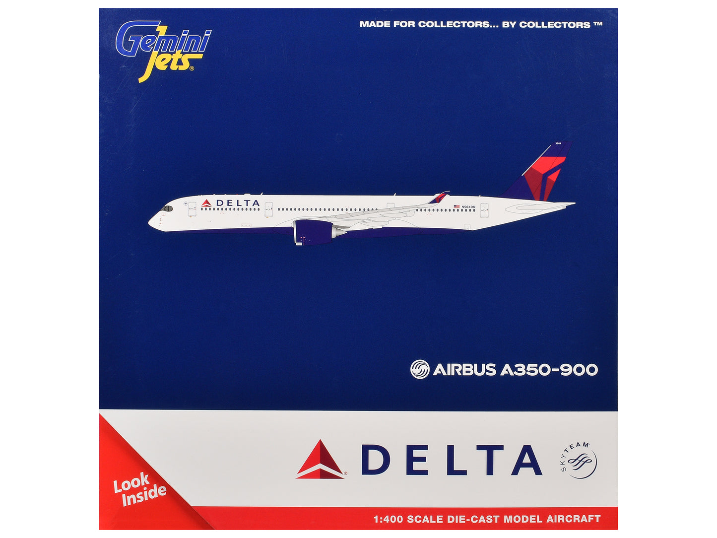 Airbus A350-900 Commercial Aircraft "Delta Air Lines" (N504DN) White with Blue and Red Tail 1/400 Diecast Model Airplane by GeminiJets <h2>Airbus GeminiJets</h2> <p>High-quality car perfect for collec