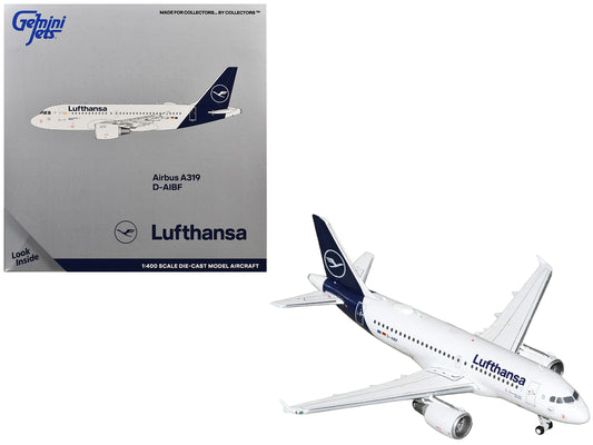 Airbus A319-100 Commercial Aircraft "Lufthansa" (D-AIBF) White with Dark Blue Tail 1/400 Diecast Model Airplane by GeminiJets <h2>Airbus GeminiJets</h2> <p>High-quality car perfect for collectors and