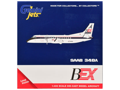 Saab 340A Commercial Aircraft "Business Express Airlines - The Delta Connection" (N749BA) White with Blue and Red Stripes 1/400 Diecast Model by GeminiJets