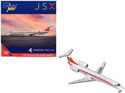 Embraer ERJ-145 Commercial Aircraft "JSX" (N960JX) White with Red Stripes and Tail 1/400 Diecast Model Airplane by GeminiJets <h2>Embraer GeminiJets</h2> <p>High-quality car perfect for collectors ent