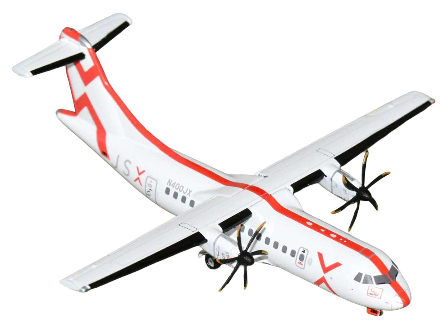 ATR 42-600 Commercial Aircraft "JSX" (N400JX) White with Red Stripes 1/400 Diecast Model Airplane by GeminiJets