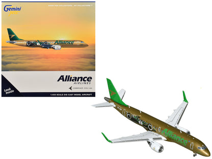 Embraer ERJ-190 Commercial Aircraft "Alliance Airlines - Sir Jack Brabham" (N7620U) Gold Metallic with Graphics 1/400 Diecast Model Airplane by GeminiJets <h2>Embraer GeminiJets</h2> <p>High-quality c