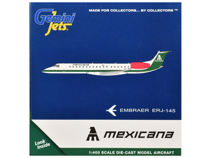 Embraer ERJ-145 Commercial Aircraft "Mexicana de Aviacion" (XA-MBR) White with Green Stripes 1/400 Diecast Model by GeminiJets