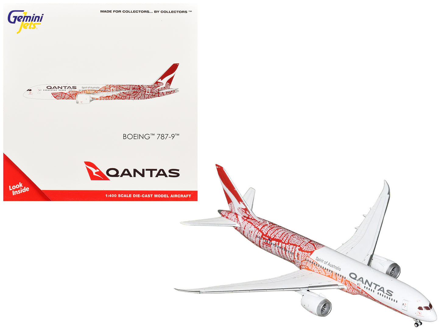 Boeing 787-9 Commercial Aircraft "Qantas - Yam Dreaming" (VH-ZND) White with Red Graphics 1/400 Diecast Model Airplane by GeminiJets <h2>Boeing GeminiJets</h2> <p>High-quality car perfect for collecto