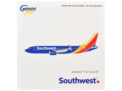 Boeing 737 MAX 8 Commercial Aircraft "Southwest Airlines" (N8788L) Blue with Red and Yellow Stripes 1/400 Diecast Model Airplane by GeminiJets <h2>Boeing GeminiJets</h2> <p>High-quality car perfect fo