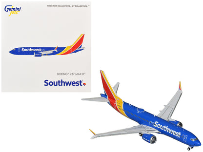 Boeing 737 MAX 8 Commercial Aircraft "Southwest Airlines" (N8788L) Blue with Red and Yellow Stripes 1/400 Diecast Model Airplane by GeminiJets <h2>Boeing GeminiJets</h2> <p>High-quality car perfect fo
