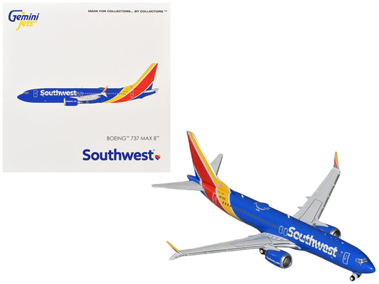 Boeing 737 MAX 8 Commercial Aircraft "Southwest Airlines" (N8788L) Blue with Red and Yellow Stripes 1/400 Diecast Model Airplane by GeminiJets <h2>Boeing GeminiJets</h2> <p>High-quality car perfect fo