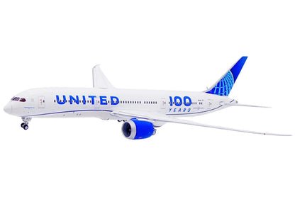 Boeing 787-9 Commercial Aircraft "United Airlines 100 Years" (N61101) White with Blue Tail 1/400 Diecast Model by GeminiJets <h2>Boeing GeminiJets</h2> <p>High-quality car perfect for collectors and e