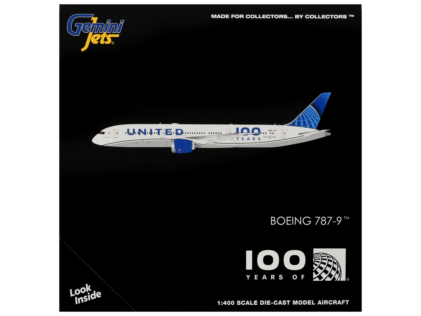 Boeing 787-9 Commercial Aircraft "United Airlines 100 Years" (N61101) White with Blue Tail 1/400 Diecast Model by GeminiJets <h2>Boeing GeminiJets</h2> <p>High-quality car perfect for collectors and e