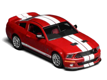 2007 Ford Mustang Shelby GT500 Torch Red with White Stripes 1/64 T&y Diecast Model Car by MotorHelix & Greenlight