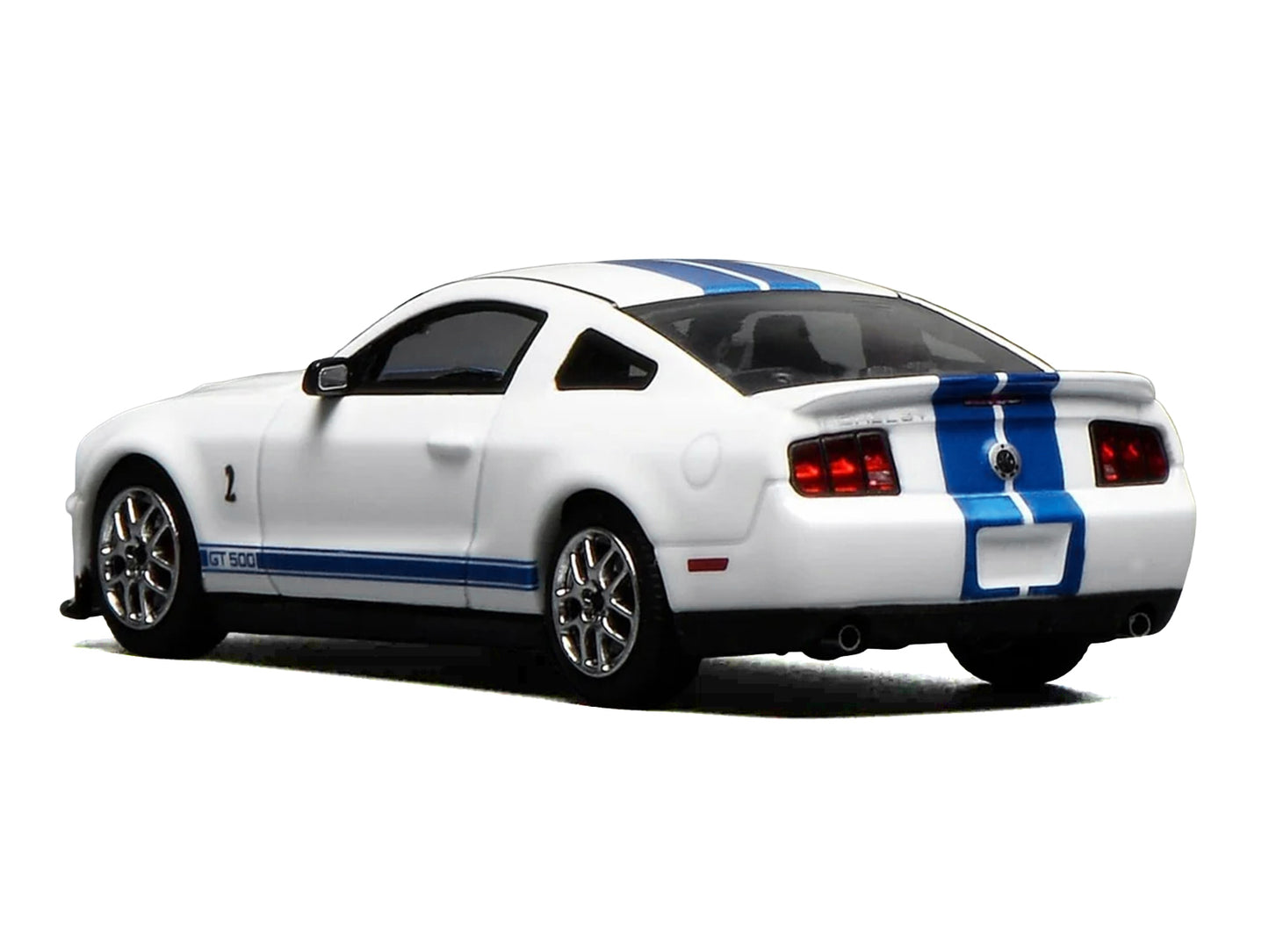 2007 Ford Mustang Shelby GT500 Performance White with Blue Stripes 1/64 T&y Diecast Model Car by MotorHelix & Greenlight