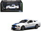 2007 Ford Mustang Shelby GT500 Performance White with Blue Stripes 1/64 T&y Diecast Model Car by MotorHelix & Greenlight