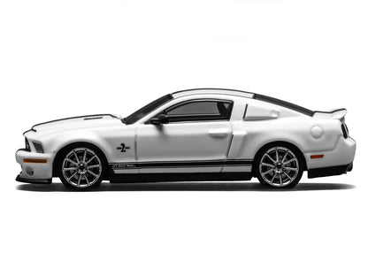 2007 Ford Mustang Shelby GT500 Super Snake Performance White with Matt Black Stripes 1/64 T&y Diecast Model Car by MotorHelix & Greenlight