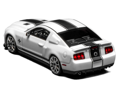 2007 Ford Mustang Shelby GT500 Super Snake Performance White with Matt Black Stripes 1/64 T&y Diecast Model Car by MotorHelix & Greenlight