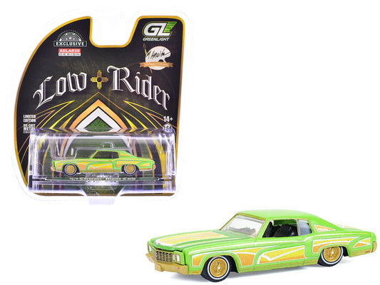 1970 Chevrolet Monte Carlo Lowrider "Michael Heralda Special Edition" Lime Green with Graphics "Hobby Exclusive" Series 1/64 T&y Diecast Model Car by Greenlight