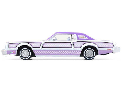 GreenLight 1973 Ford Thunderbird Lowrider "Michael Heralda Special Edition" Purple Metallic with Graphics and White Interior "Hobby Exclusive" Series 1/64 Diecast Model Car by <h2>1973 Greenlight</h2>