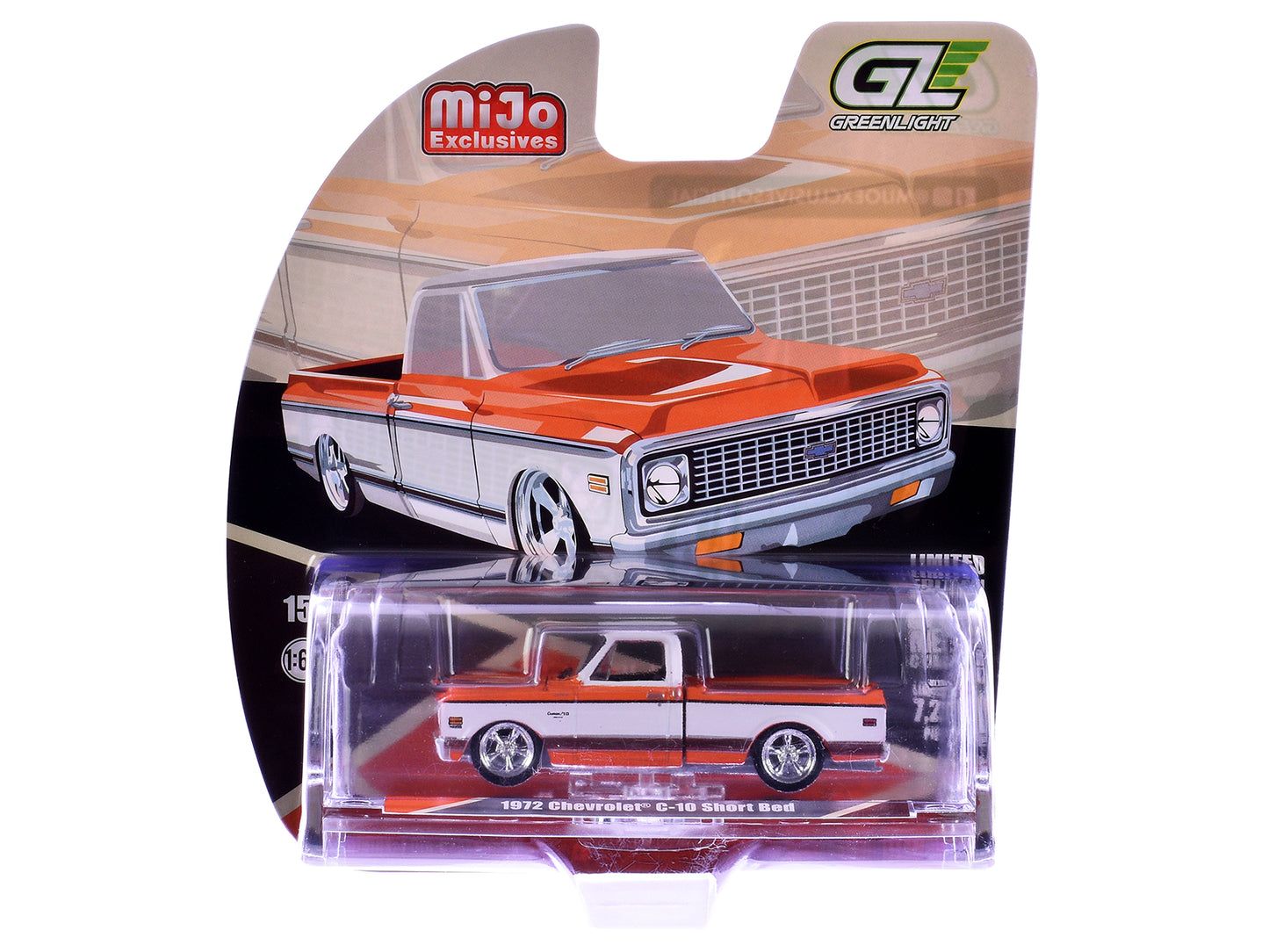 GreenLight 1972 Chevrolet C-10 Short Bed Pickup Truck Orange and White "Mijo Exclusives" Series 1/64 Diecast Model Car by <h2>1972 Greenlight</h2> <p>High-quality perfect for collectors enthusiasts. F