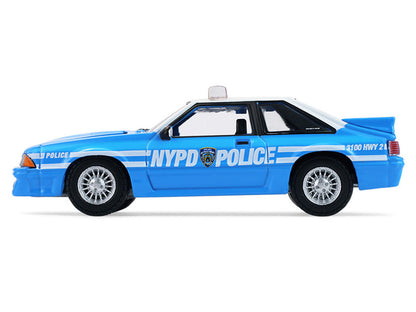 1987 Ford Mustang Blue White Top 1/64 Diecast Model Car - Greenlight