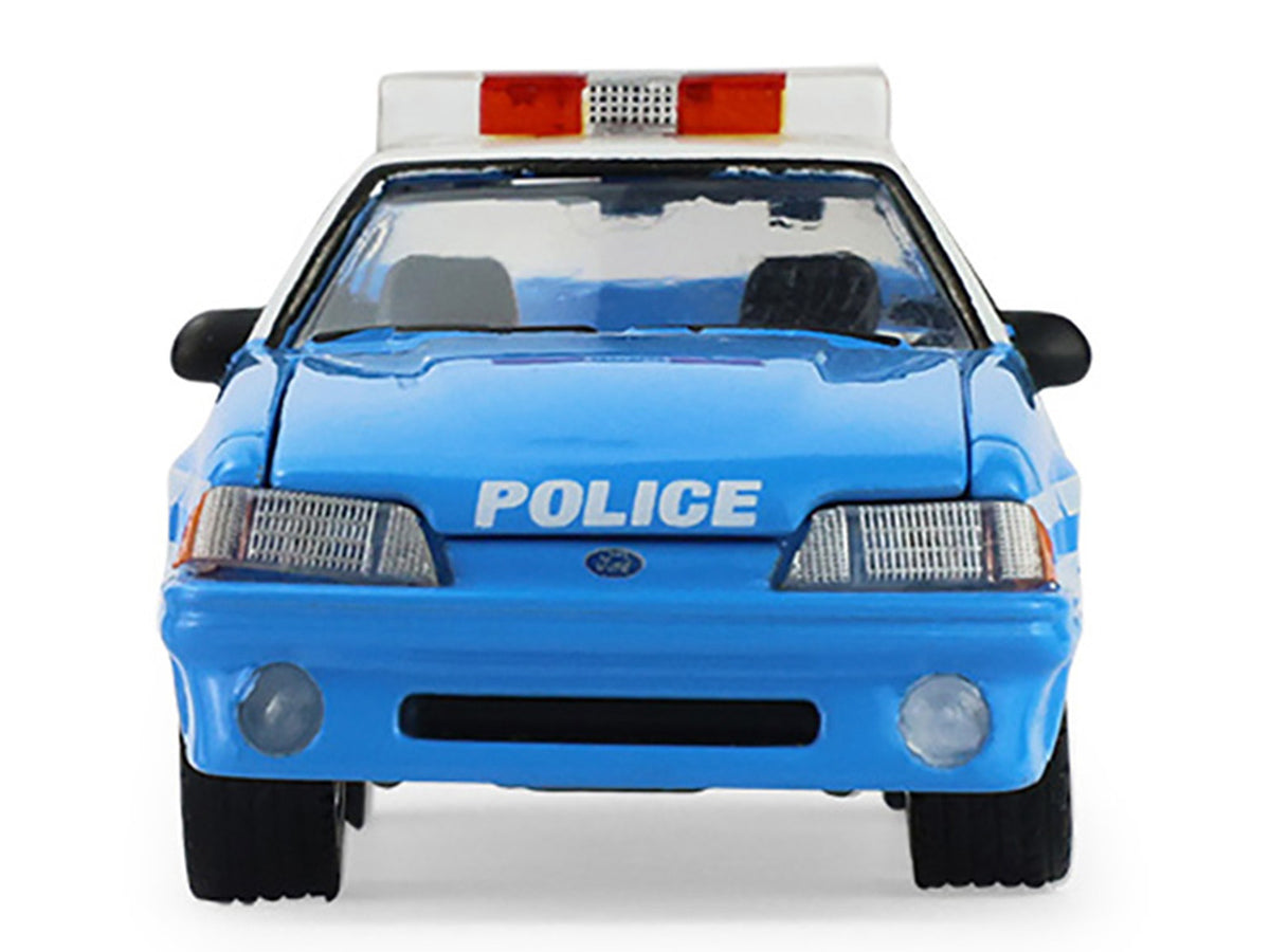 1987 Ford Mustang Blue White Top 1/64 Diecast Model Car - Greenlight