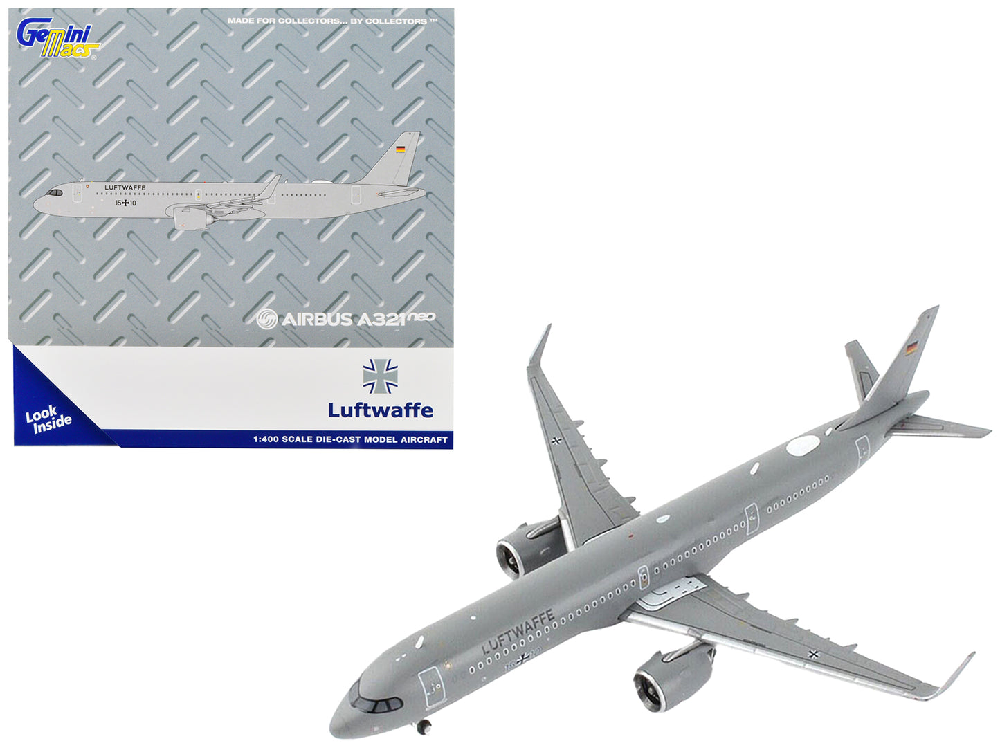 Airbus A321neo Transport Aircraft "German Luftwaffe" Gray "Gemini Macs" Series 1/400 Diecast Model Airplane by GeminiJets <h2>Airbus GeminiJets</h2> <p>High-quality car perfect for collectors and enth