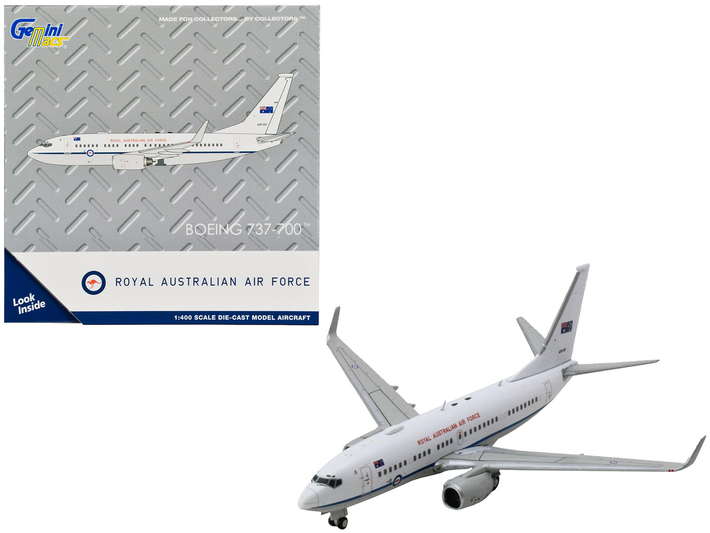 Boeing 737-700 Aircraft "Royal Australian Air Force" (A36-001) White with Blue Stripes "Gemini Macs" Series 1/400 Diecast Model Airplane by GeminiJets <h2>Boeing GeminiJets</h2> <p>High-quality car pe