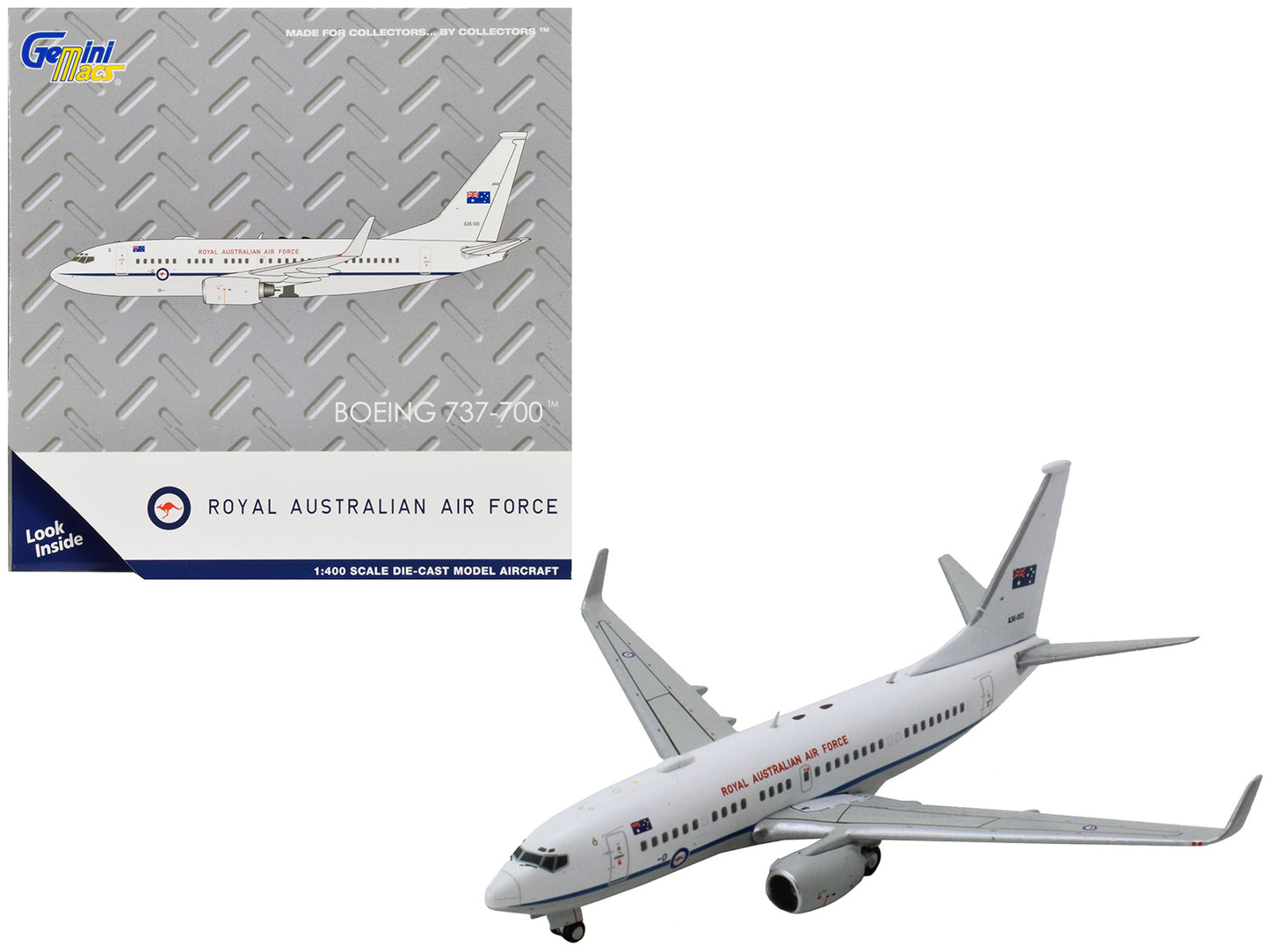 Boeing 737-700 Aircraft "Royal Australian Air Force" (A36-002) White with Blue Stripes "Gemini Macs" Series 1/400 Diecast Model Airplane by GeminiJets <h2>Boeing GeminiJets</h2> <p>High-quality car pe