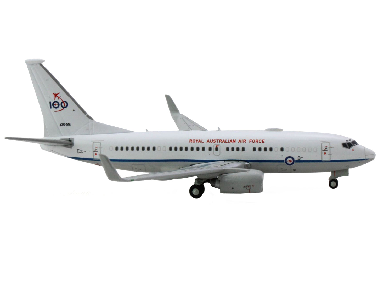 Boeing 737-700 Aircraft "Royal Australian Air Force 100th Anniversary" (A36-001) White with Blue Stripes "Gemini Macs" Series 1/400 Diecast Model Airplane by GeminiJets <h2>Boeing GeminiJets</h2> <p>H