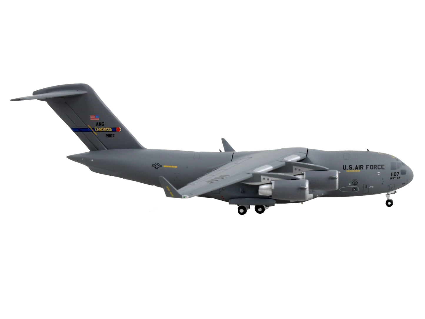Boeing C-17 Globemaster III Transport Aircraft "Charlotte Air National Guard - United States Force" Gray "Gemini Macs" Series 1/400 Diecast Model Airplane by GeminiJets <h2>Boeing GeminiJets</h2> <p>H