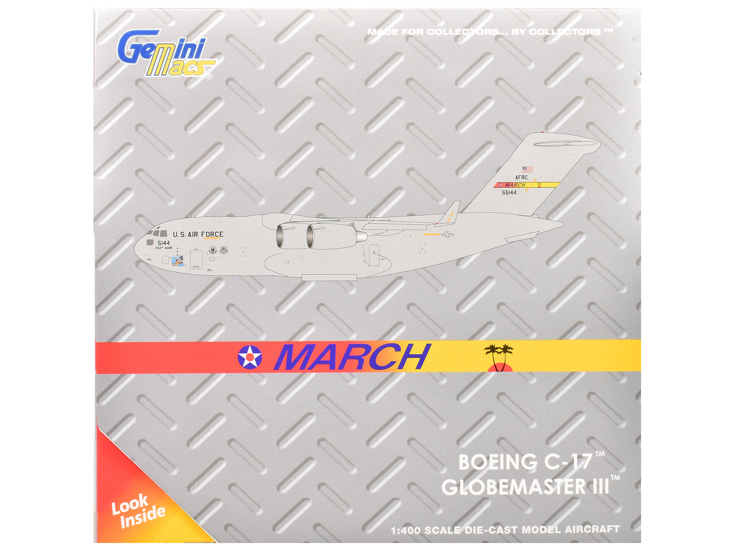 McDonnell Douglas C-17 Globemaster III Transport Aircraft "452nd AMW March ARB" United States Air Force "Gemini Macs" Series 1/400 Diecast Model Airplane by GeminiJets <h2>McDonnell GeminiJets</h2> <p