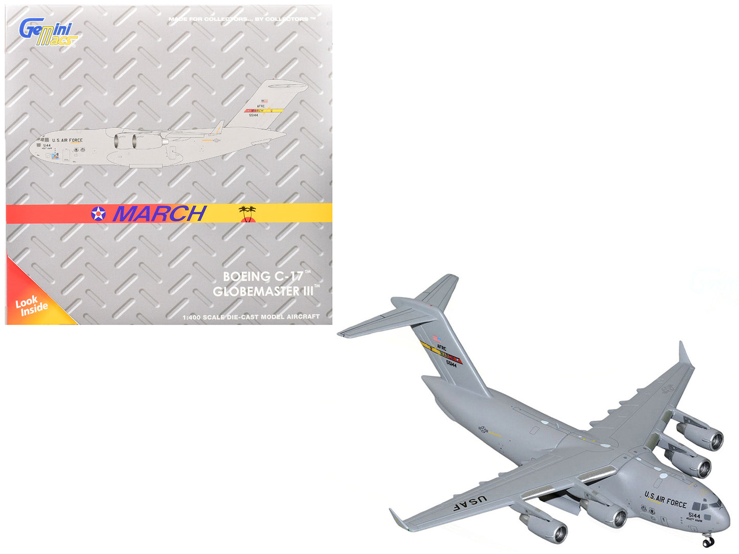 McDonnell Douglas C-17 Globemaster III Transport Aircraft "452nd AMW March ARB" United States Air Force "Gemini Macs" Series 1/400 Diecast Model Airplane by GeminiJets <h2>McDonnell GeminiJets</h2> <p