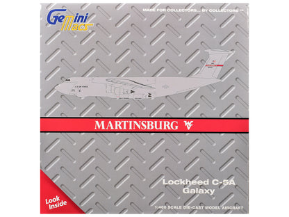 Lockheed C-5A Galaxy Transport Aircraft "Martinsburg Air Force Base" United States Air Force (68-0222) Gray "Gemini Macs" Series 1/400 Diecast Model by GeminiJets